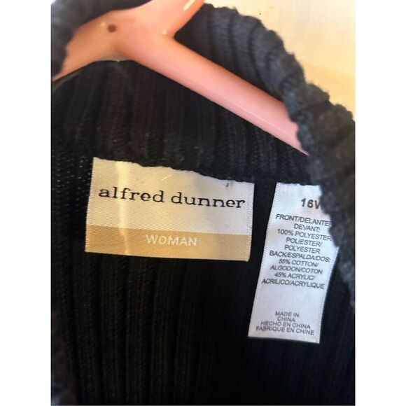 Alfred Dunn woman 16w zipper faux fur sweater vest black rn#19232 - Picture 2 of 8